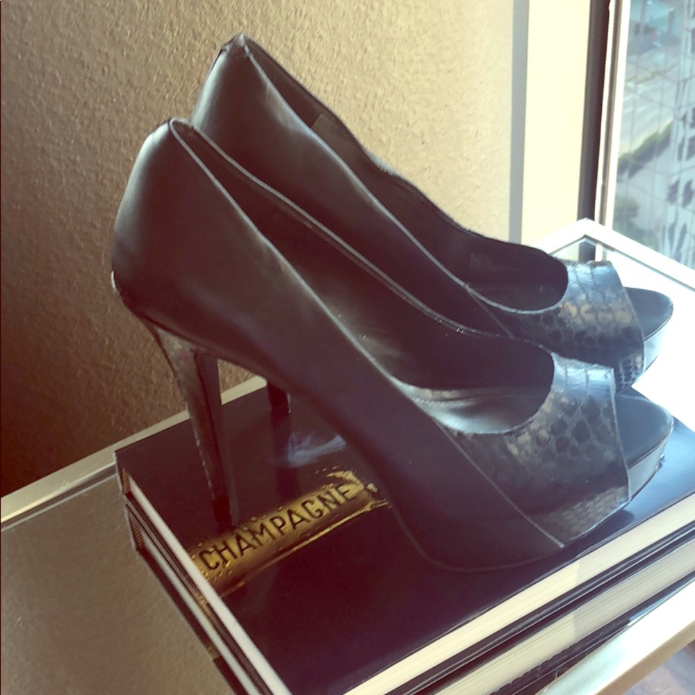 Black platform stilettos